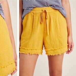 NWT Anthropologie Marie frayed cover-up gauze shorts Saturday Sunday GOLD sz S